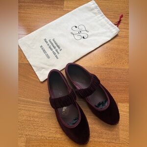 Flabelus Mafalda Burgundy Velvet Women's Flats